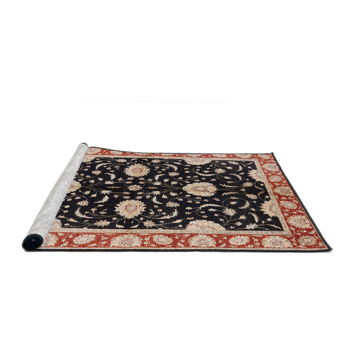 Sideview of Machine Washable Industrial Modern Night Red Rug, wshurb2872