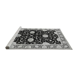 Sideview of Machine Washable Oriental Gray Industrial Rug, wshurb2872gry
