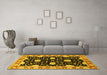 Machine Washable Oriental Yellow Industrial Rug in a Living Room, wshurb2872yw