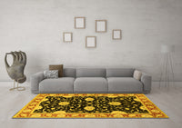 Machine Washable Oriental Yellow Industrial Rug, wshurb2872yw