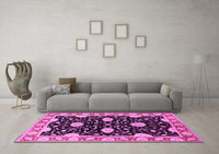 Machine Washable Oriental Pink Industrial Rug, wshurb2872pnk