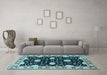 Machine Washable Oriental Light Blue Industrial Rug in a Living Room, wshurb2872lblu