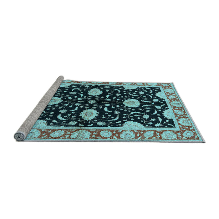 Sideview of Machine Washable Oriental Light Blue Industrial Rug, wshurb2872lblu