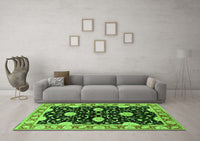 Machine Washable Oriental Green Industrial Rug, wshurb2872grn