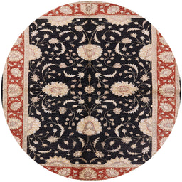 Round Mid-Century Modern Red Oriental Rug, urb2872