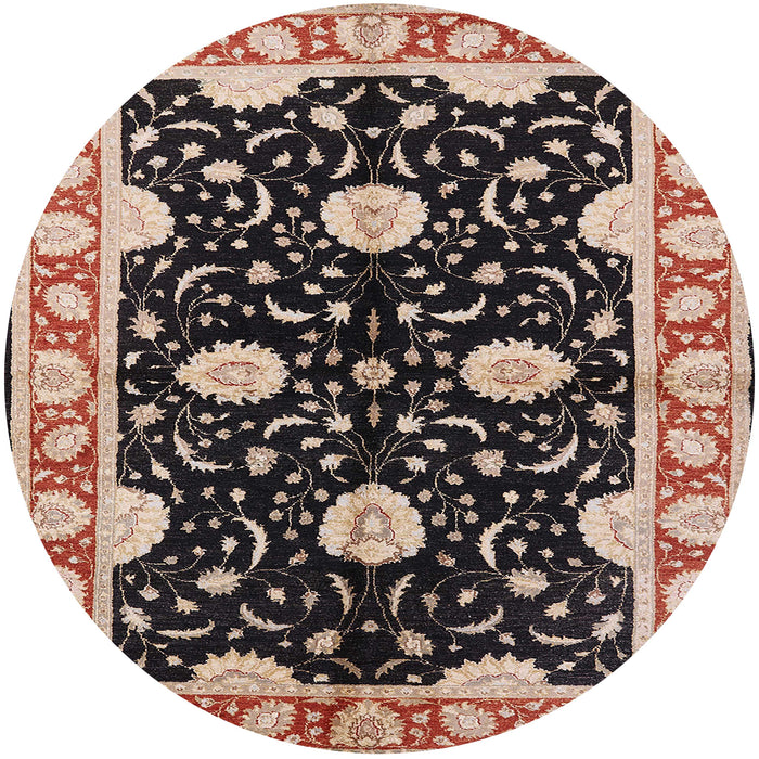 Round Mid-Century Modern Red Oriental Rug, urb2872