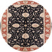 Round Mid-Century Modern Red Oriental Rug, urb2872