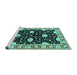 Sideview of Machine Washable Oriental Turquoise Industrial Area Rugs, wshurb2872turq