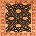 Square Machine Washable Oriental Orange Industrial Area Rugs, wshurb2872org