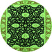 Round Oriental Green Industrial Rug, urb2872grn