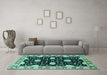 Machine Washable Oriental Turquoise Industrial Area Rugs in a Living Room,, wshurb2872turq