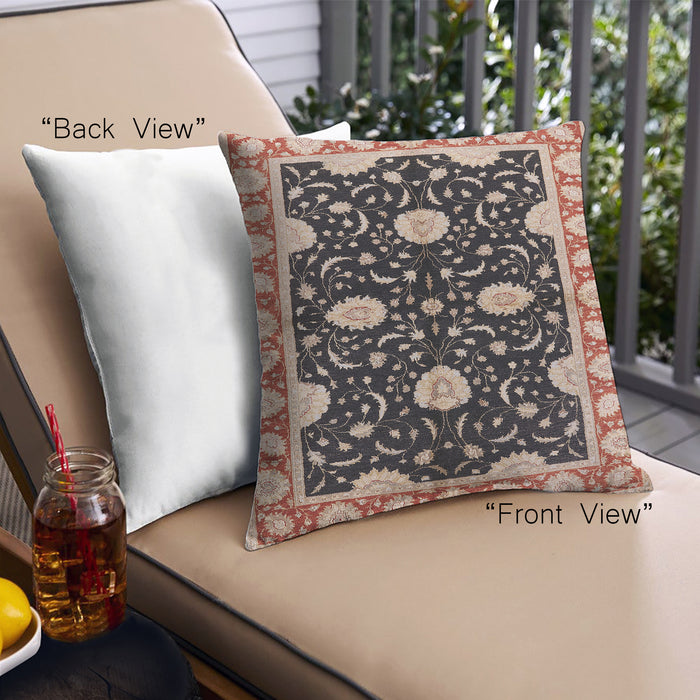 Front View of Mid-Century Modern Urban Square Red Throw Pillow, 18 inch by 18 inch, pwurb2872