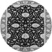 Round Machine Washable Oriental Gray Industrial Rug, wshurb2872gry