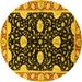 Round Machine Washable Oriental Yellow Industrial Rug, wshurb2872yw