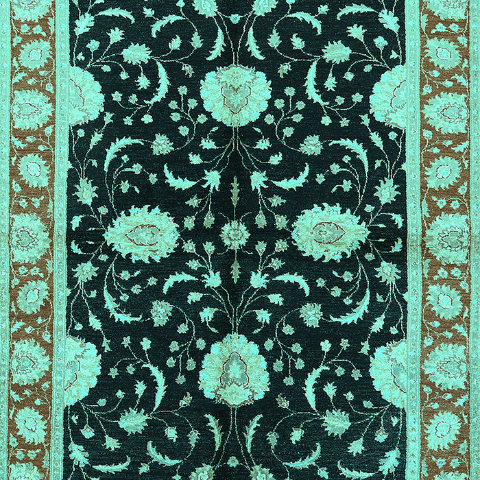 Machine Washable Oriental Turquoise Industrial Area Rugs, wshurb2872turq