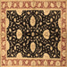 Square Machine Washable Oriental Brown Industrial Rug, wshurb2872brn