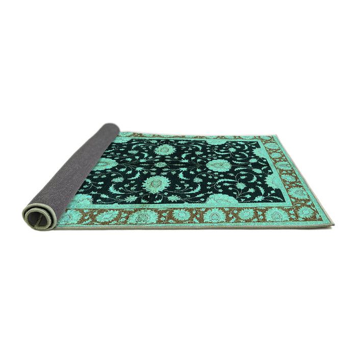 Sideview of Oriental Turquoise Industrial Rug, urb2872turq