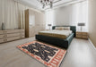 Mid-Century Modern Red Oriental Rug in a Bedroom, urb2872