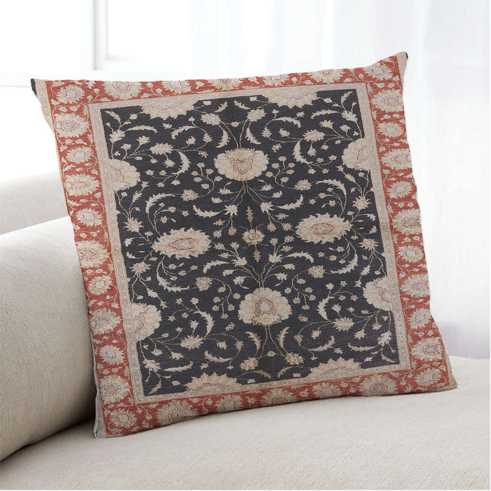 Lifestyle Image of Mid-Century Modern Urban Square Red Throw Pillow, 18 inch by 18 inch, pwurb2872