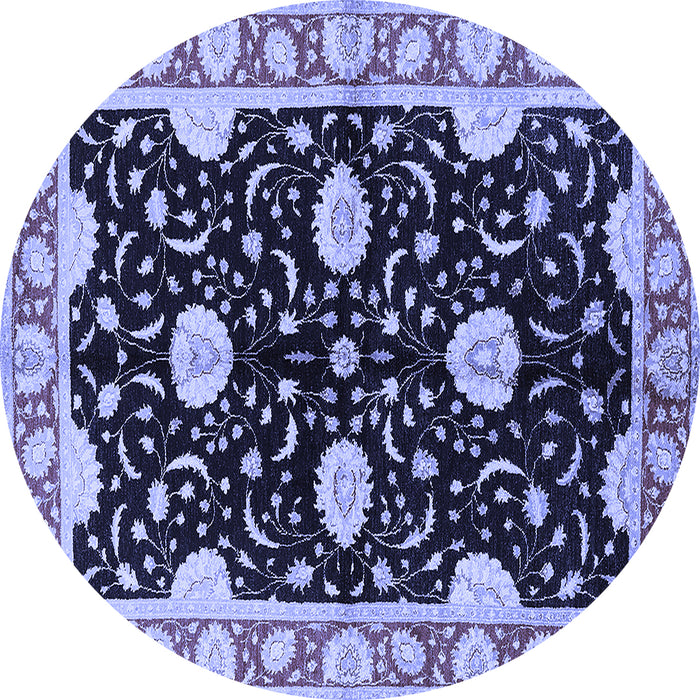 Round Machine Washable Oriental Blue Industrial Rug, wshurb2872blu