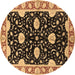 Round Machine Washable Oriental Brown Industrial Rug, wshurb2872brn