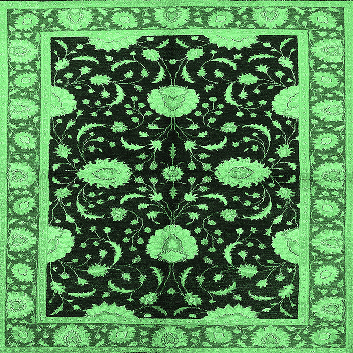 Square Machine Washable Oriental Emerald Green Industrial Area Rugs, wshurb2872emgrn