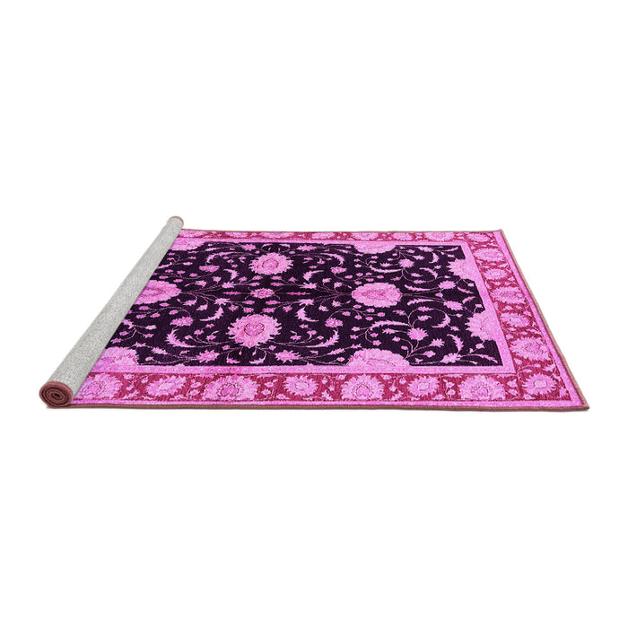 Sideview of Machine Washable Oriental Pink Industrial Rug, wshurb2872pnk