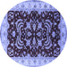 Round Oriental Blue Industrial Rug, urb2873blu