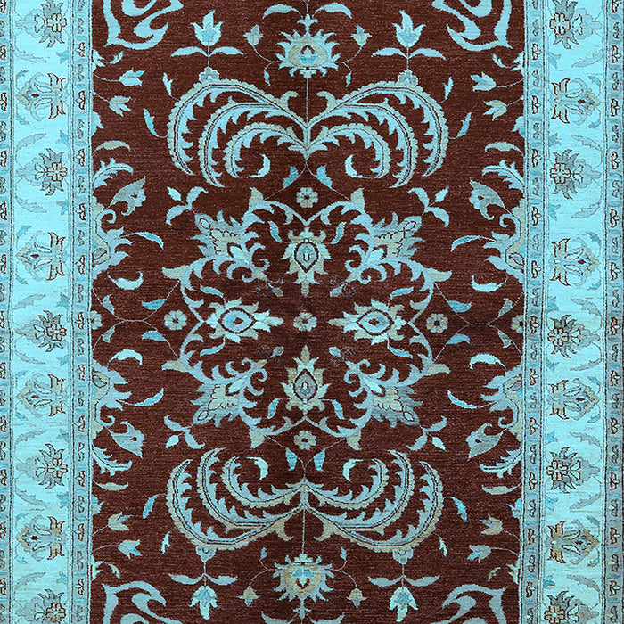 Machine Washable Oriental Light Blue Industrial Rug, wshurb2873lblu