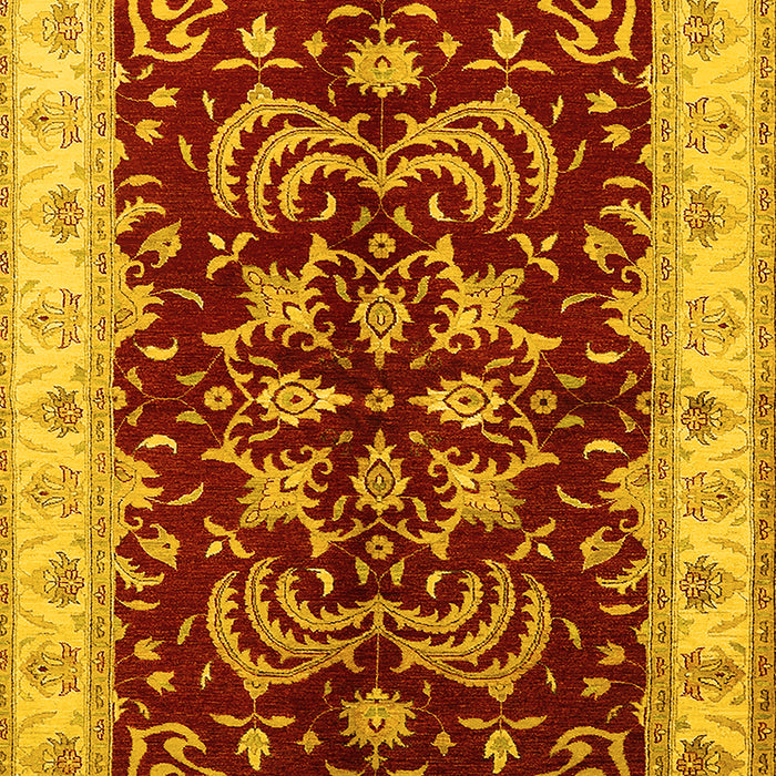 Machine Washable Oriental Yellow Industrial Rug, wshurb2873yw
