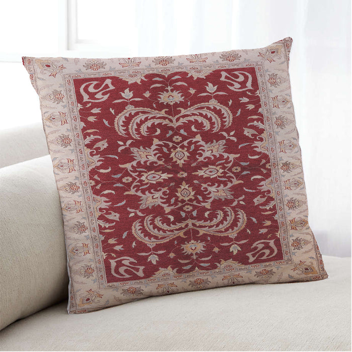 Lifestyle Image of Mid-Century Modern Urban Square Red Throw Pillow, 18 inch by 18 inch, pwurb2873