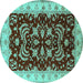 Round Oriental Turquoise Industrial Rug, urb2873turq