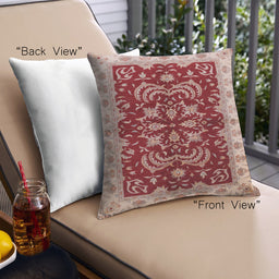 Front View of Mid-Century Modern Urban Square Red Throw Pillow, 18 inch by 18 inch, pwurb2873