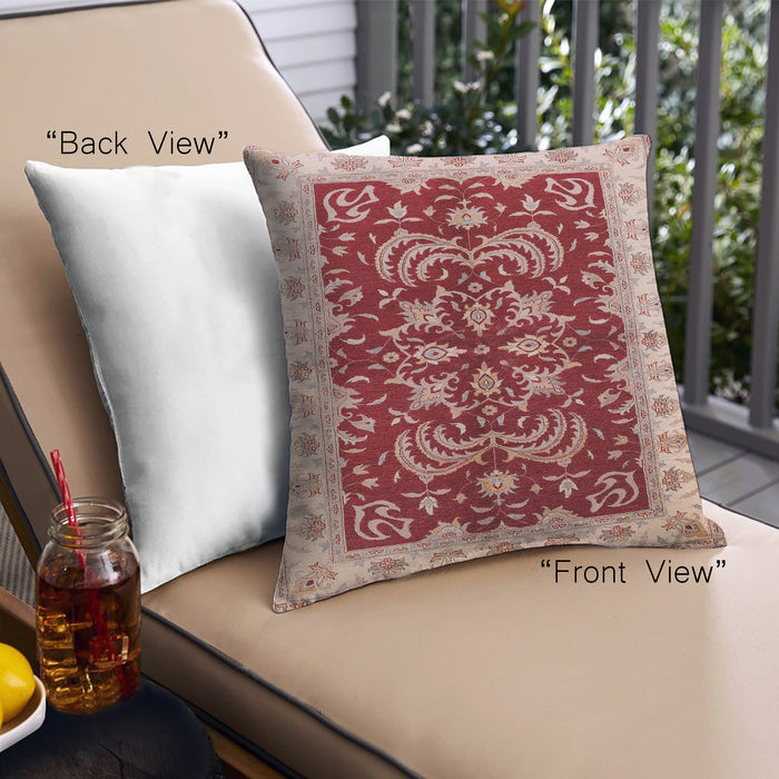 Front View of Mid-Century Modern Urban Square Red Throw Pillow, 18 inch by 18 inch, pwurb2873