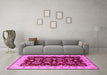 Machine Washable Oriental Pink Industrial Rug in a Living Room, wshurb2873pnk