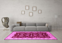 Machine Washable Oriental Pink Industrial Rug, wshurb2873pnk