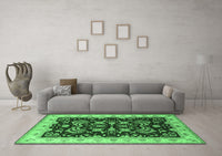 Machine Washable Oriental Emerald Green Industrial Rug, wshurb2873emgrn