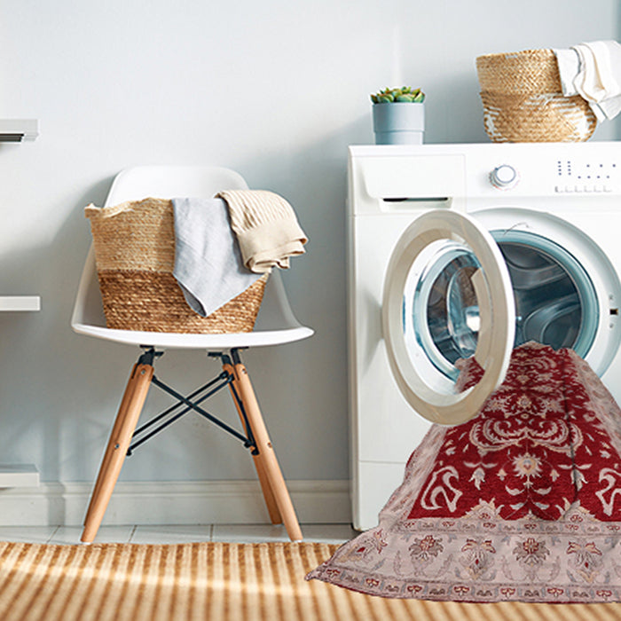 Machine Washable Industrial Modern Red Rug in a Washing Machine, wshurb2873