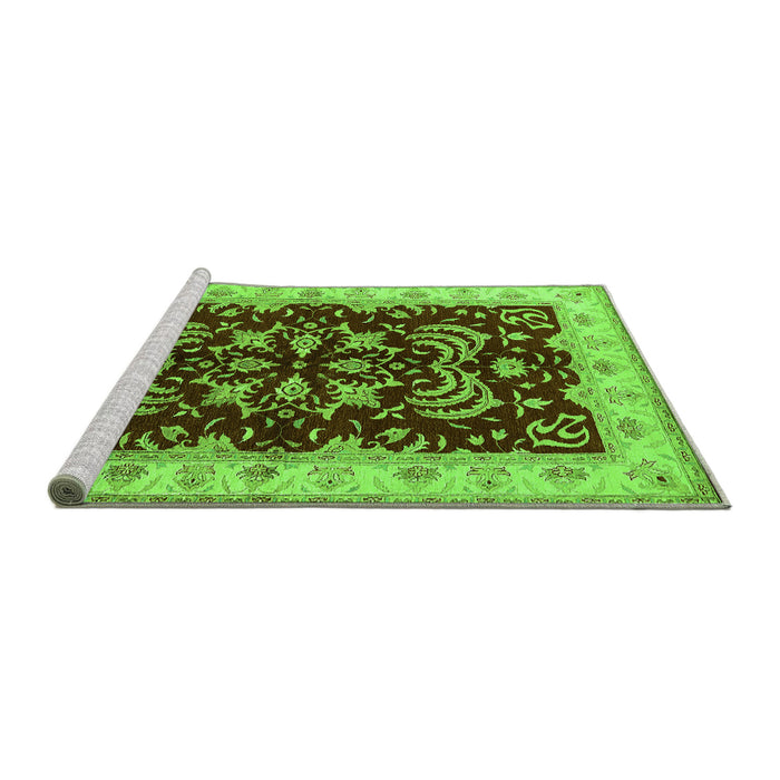 Sideview of Machine Washable Oriental Green Industrial Area Rugs, wshurb2873grn