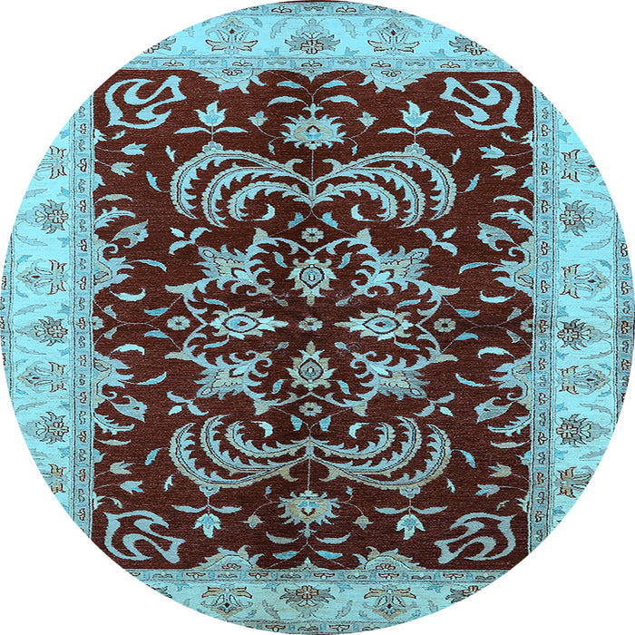 Round Oriental Light Blue Industrial Rug, urb2873lblu