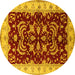 Round Oriental Yellow Industrial Rug, urb2873yw