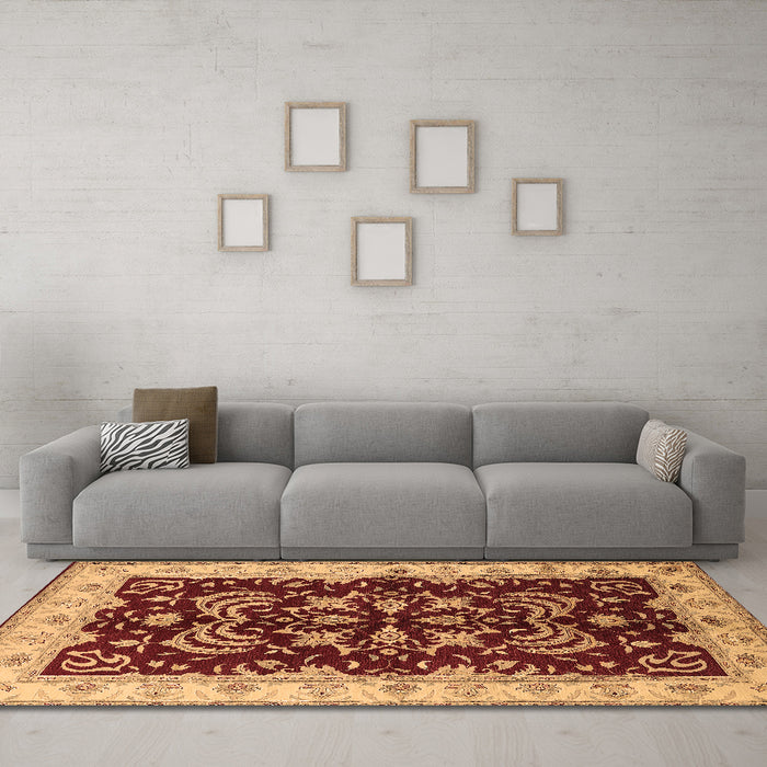 Machine Washable Oriental Brown Industrial Rug in a Living Room,, wshurb2873brn