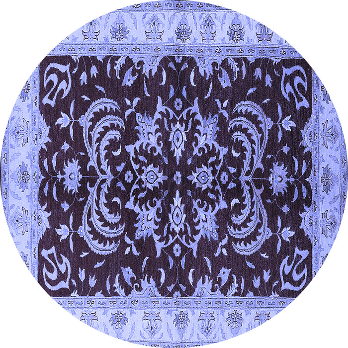 Round Machine Washable Oriental Blue Industrial Rug, wshurb2873blu