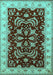 Machine Washable Oriental Turquoise Industrial Area Rugs, wshurb2873turq