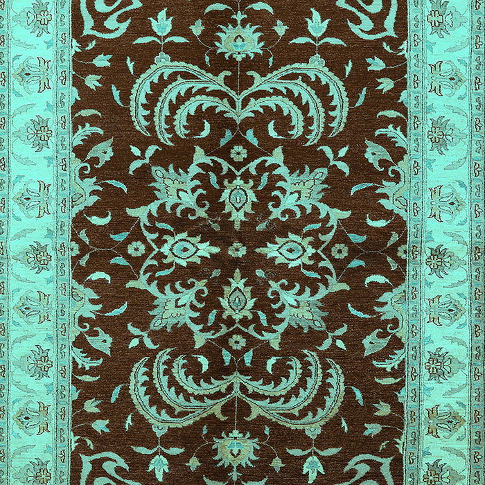 Machine Washable Oriental Turquoise Industrial Area Rugs, wshurb2873turq