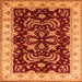 Square Machine Washable Oriental Orange Industrial Area Rugs, wshurb2873org