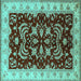 Square Oriental Turquoise Industrial Rug, urb2873turq