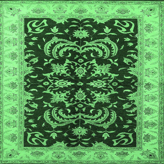 Square Machine Washable Oriental Emerald Green Industrial Area Rugs, wshurb2873emgrn
