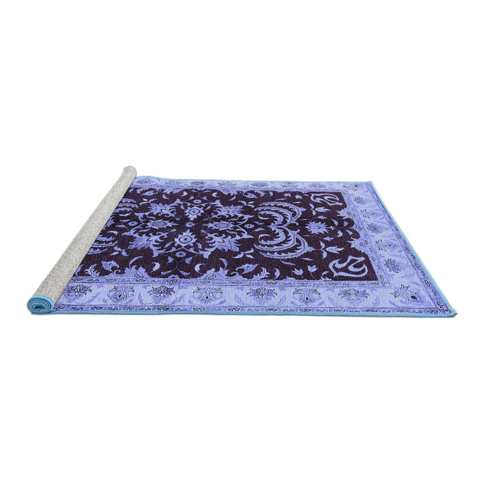 Sideview of Machine Washable Oriental Blue Industrial Rug, wshurb2873blu