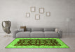 Machine Washable Oriental Green Industrial Area Rugs in a Living Room,, wshurb2873grn